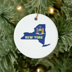 Adorno De Cerámica Bandera formada Estado de Nuevo York con nombre