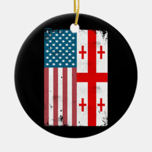 Adorno De Cerámica Bandera georgiana estadounidense Georgia País