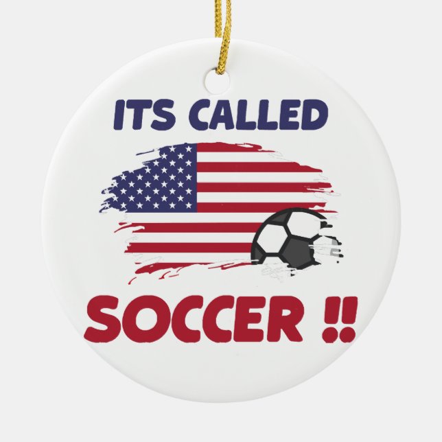 Adorno De Cerámica Bandera graciosa estadounidense se llama SOCCER no (Frente)