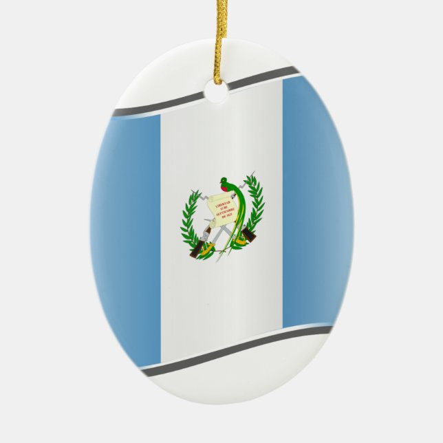 Adorno De Cerámica Bandera guatemalteca ondulada (Frente)