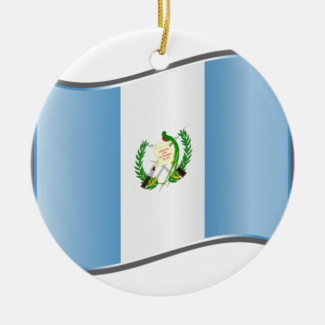 Adorno De Cerámica Bandera guatemalteca ondulada (Frente)