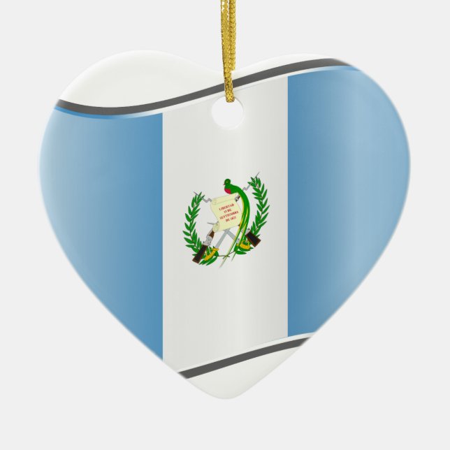 Adorno De Cerámica Bandera guatemalteca ondulada (Frente)