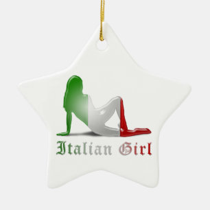 Adorno De Cerámica Bandera italiana de la silueta del chica