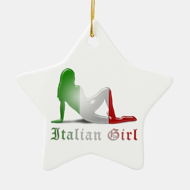 Adorno De Cerámica Bandera italiana de la silueta del chica (Frente)