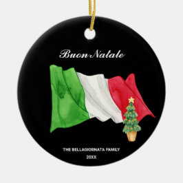 Adorno De Cerámica *~* Bandera italiana Navidades de fotografía de Bu