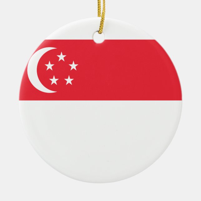 Adorno De Cerámica Bandera nacional del mundo de Singapur (Frente)