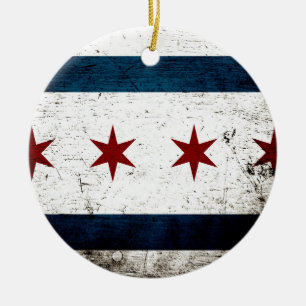 Adorno De Cerámica Bandera negra de Chicago del Grunge