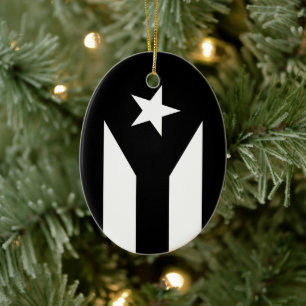 Adorno De Cerámica Bandera negra de Puerto Rico