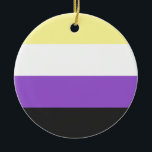 Adorno De Cerámica Bandera No-Binaria<br><div class="desc">Bandera No-Binaria,  no-Binaria,  no binario,  enby,  nonbinary,  orgullo,  bandera,  agender,  genderless,  género,  pangender,  bigender</div>