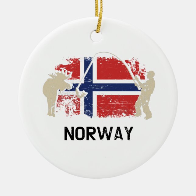 Adorno De Cerámica Bandera noruega (Frente)