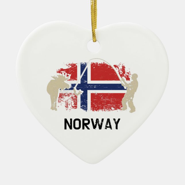 Adorno De Cerámica Bandera noruega (Frente)