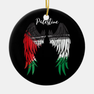 Adorno De Cerámica Bandera Palestina Papá En El Lado Posterior Ángel
