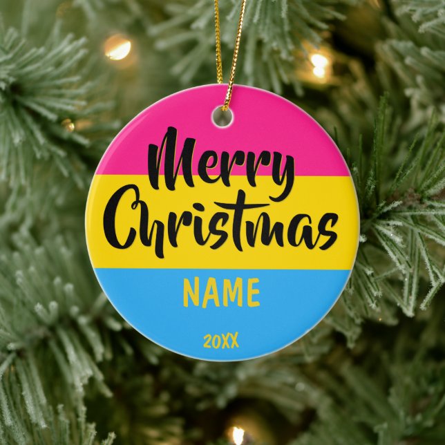Adorno De Cerámica Bandera Pansexual Navidades personalizados (Árbol)