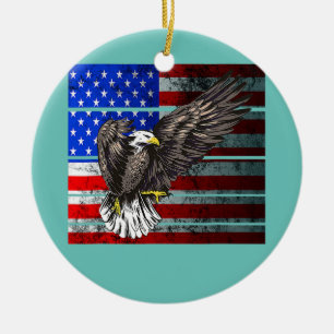 Adorno De Cerámica Bandera Patriótica Americana Águila Americana 4 de