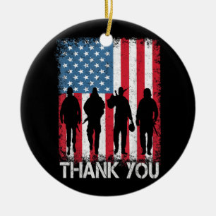Adorno De Cerámica Bandera Patriótica Estadounidense Gracias Por