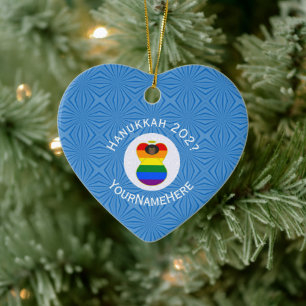 Adorno De Cerámica Bandera personalizada de Hanukkah del ángel negro