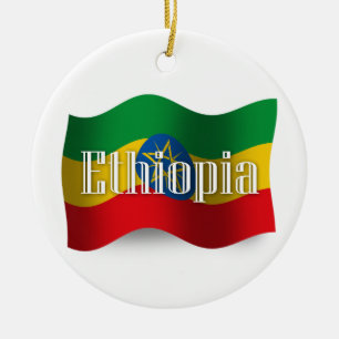 Adorno De Cerámica Bandera que agita de Etiopía