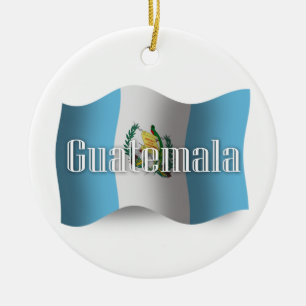 Adorno De Cerámica Bandera que agita de Guatemala