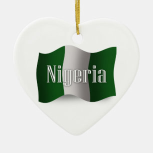 Adorno De Cerámica Bandera que agita de Nigeria