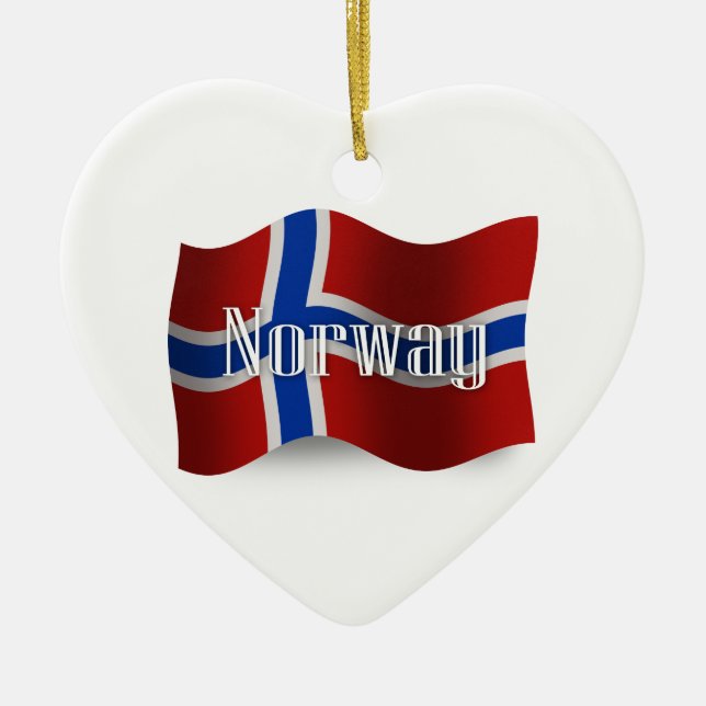 Adorno De Cerámica Bandera que agita de Noruega (Frente)