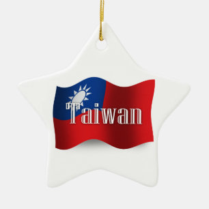 Adorno De Cerámica Bandera que agita de Taiwán