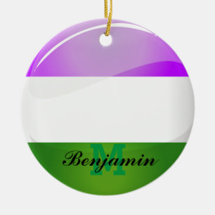 Adorno De Cerámica Bandera redonda brillante de Genderqueer