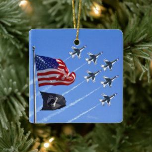 Adorno De Cerámica Bandera Thunderbird Jets USA MIA/POW
