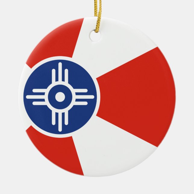 Adorno De Cerámica Bandera TIC de Wichita Kansas (Frente)