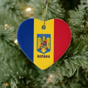 Adorno De Cerámica Bandera y escudo de armas de Rumania