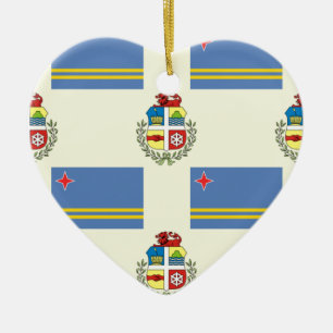 Adorno De Cerámica Bandera y escudo de Aruba