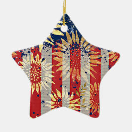 Adorno De Cerámica Bandera y girasoles