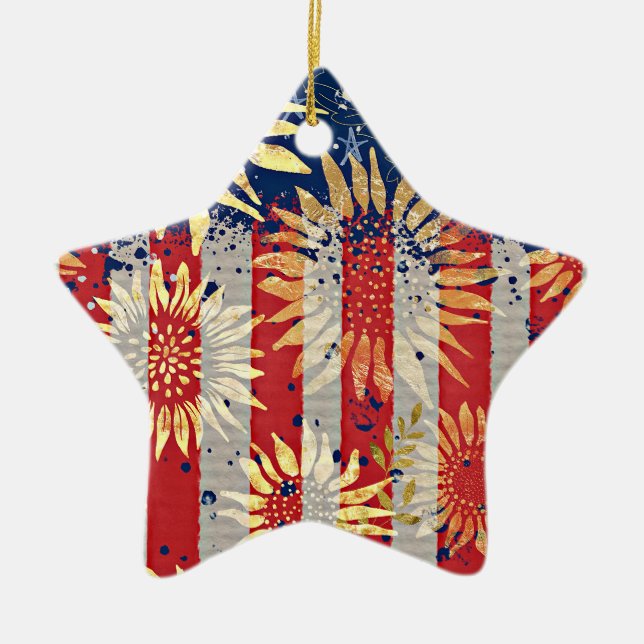 Adorno De Cerámica Bandera y girasoles (Frente)