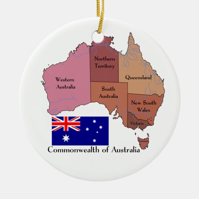 Adorno De Cerámica Bandera y mapa de Australia (Frente)