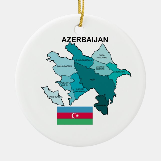 Adorno De Cerámica Bandera y mapa de Azerbaijan (Frente)