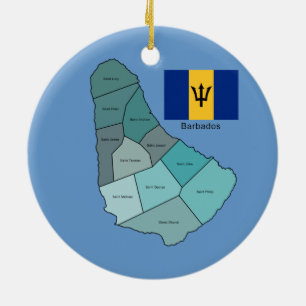 Adorno De Cerámica Bandera y mapa de Barbados
