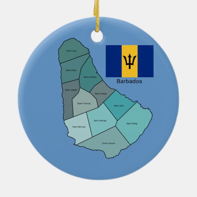 Adorno De Cerámica Bandera y mapa de Barbados (Atrás)