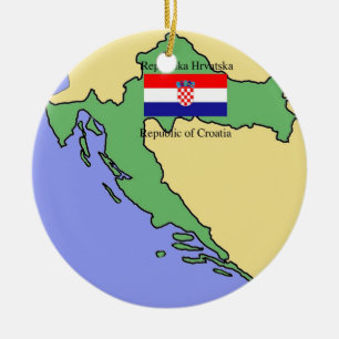 Adorno De Cerámica Bandera y mapa de Croacia