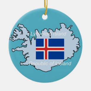 Adorno De Cerámica Bandera y mapa de Islandia