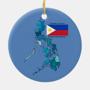 Adorno De Cerámica Bandera y mapa de las Filipinas