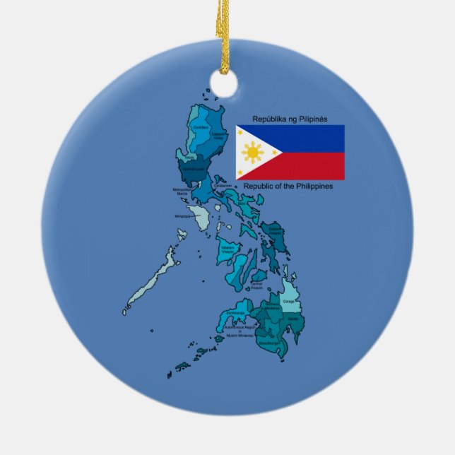 Adorno De Cerámica Bandera y mapa de las Filipinas (Atrás)
