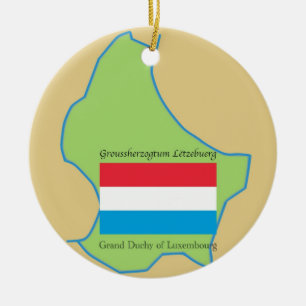 Adorno De Cerámica Bandera y mapa de Luxemburgo