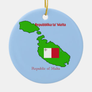 Adorno De Cerámica Bandera y mapa de Malta
