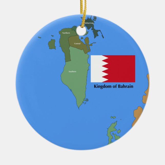 Adorno De Cerámica Bandera y mapa del Reino de Bahrein (Frente)