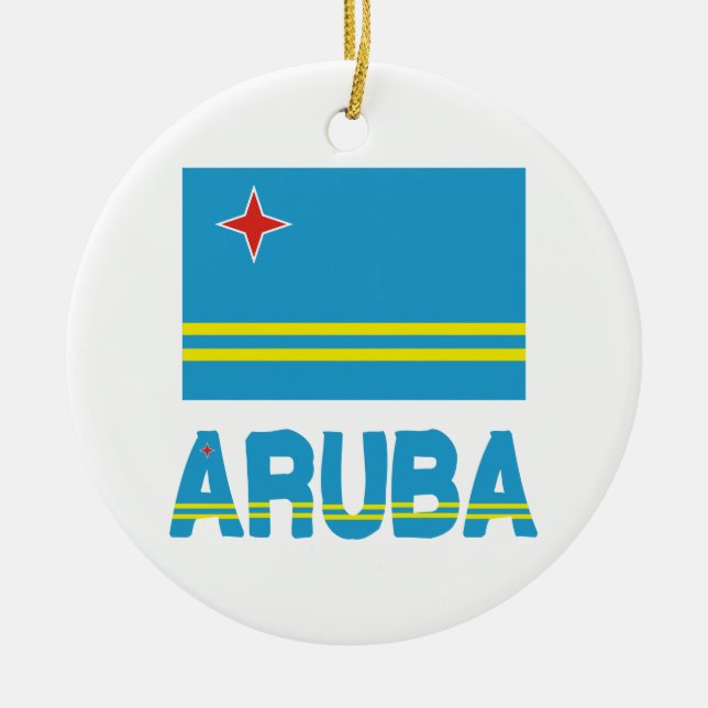 Adorno De Cerámica Bandera y palabra de Aruba (Frente)