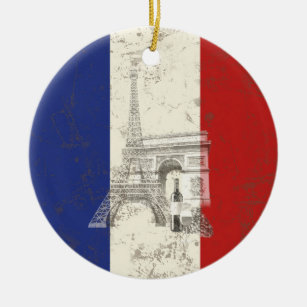 Adorno De Cerámica Bandera y símbolos de Francia ID156
