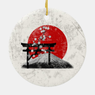 Adorno De Cerámica Bandera y símbolos de Japón ID153