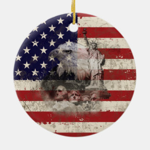 Adorno De Cerámica Bandera y símbolos de los Estados Unidos ID155