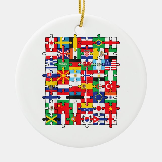 Adorno De Cerámica Banderas de los países de la bandera internacional (Frente)