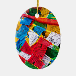 Adorno De Cerámica Banderas de oración tibetanas coloridas - Tíbet