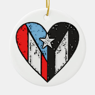 Adorno De Cerámica Banderas de Puerto Rico   Corazón de Boricua, pers